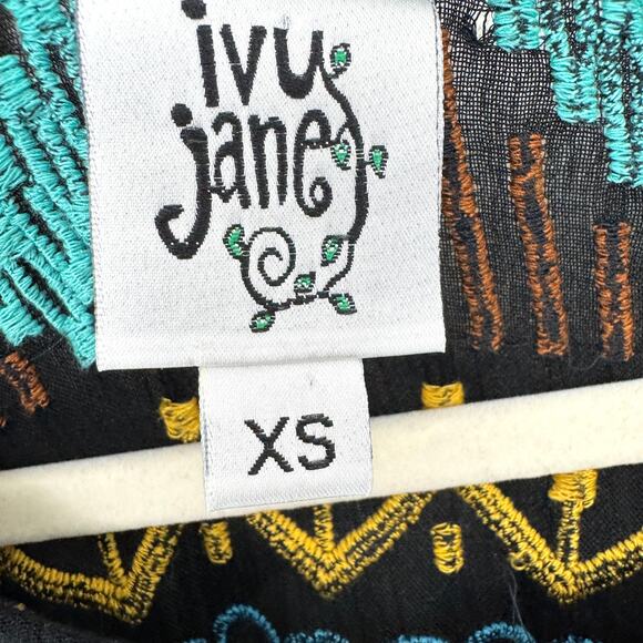 Ivy Jane Womens Mini Dress Size XS Embroidered Boho Festival Flowy Black - Picture 2 of 8